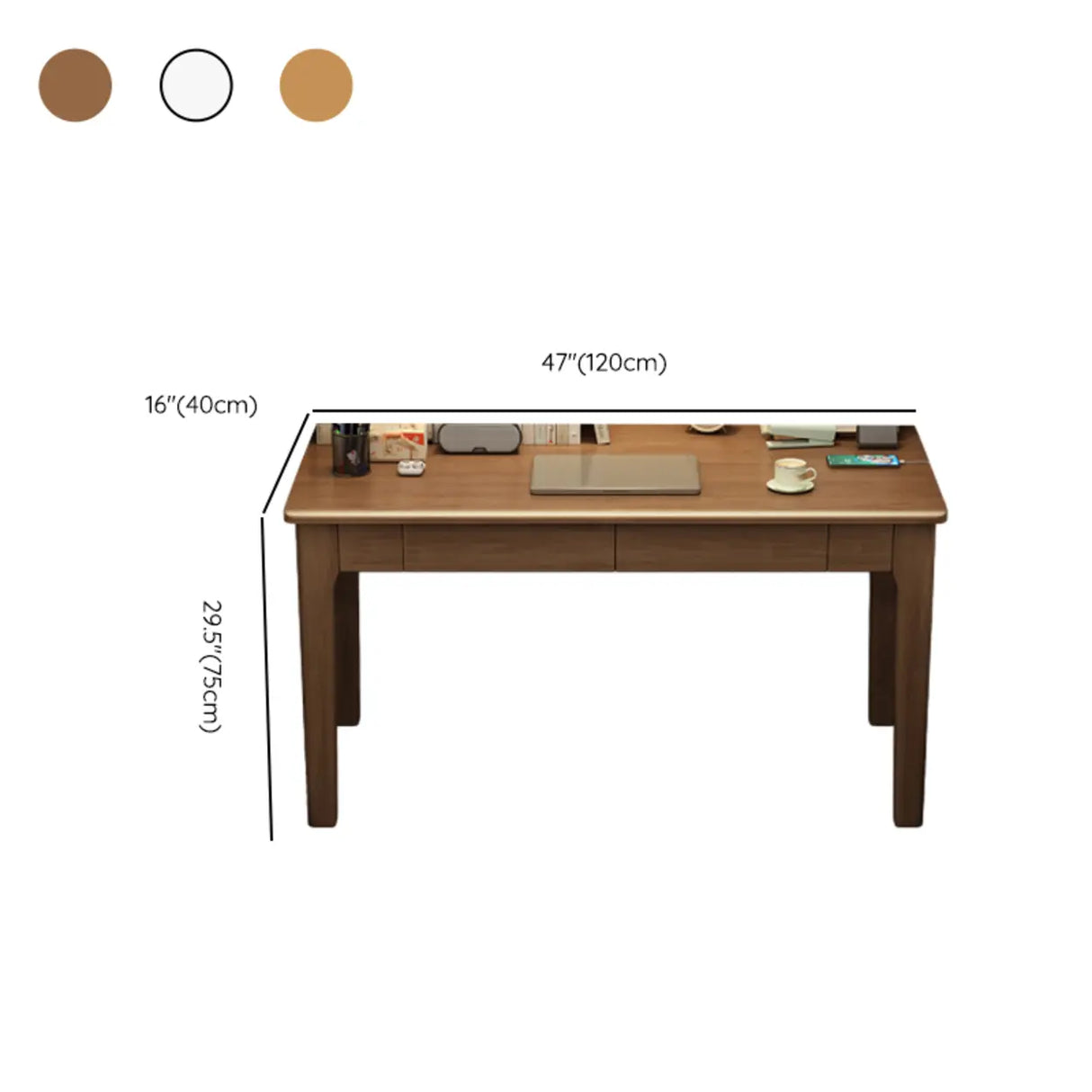 Wood Rectangular Kids Desk with Two Storage Drawers Image - 13