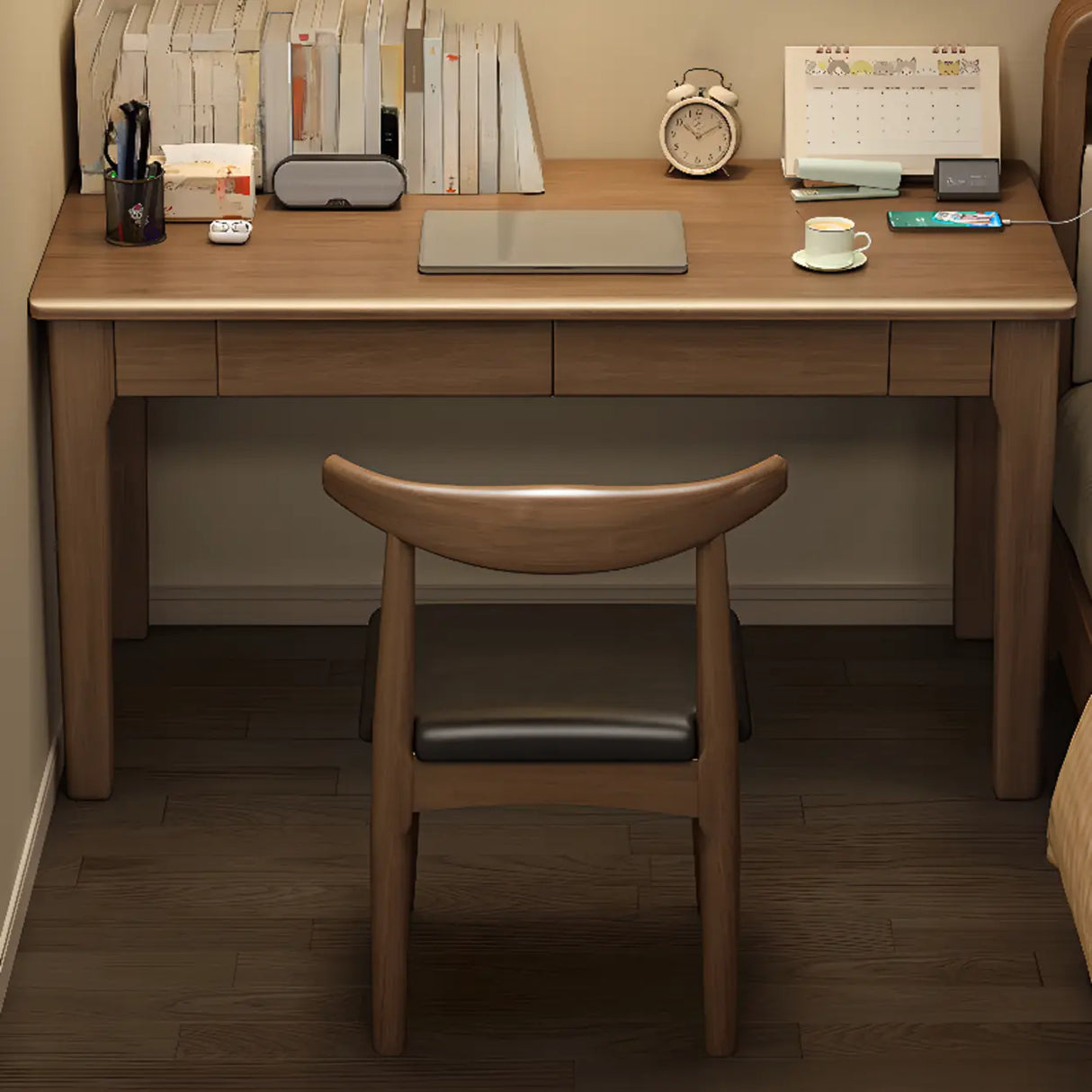 Wood Rectangular Kids Desk with Two Storage Drawers Image - 4