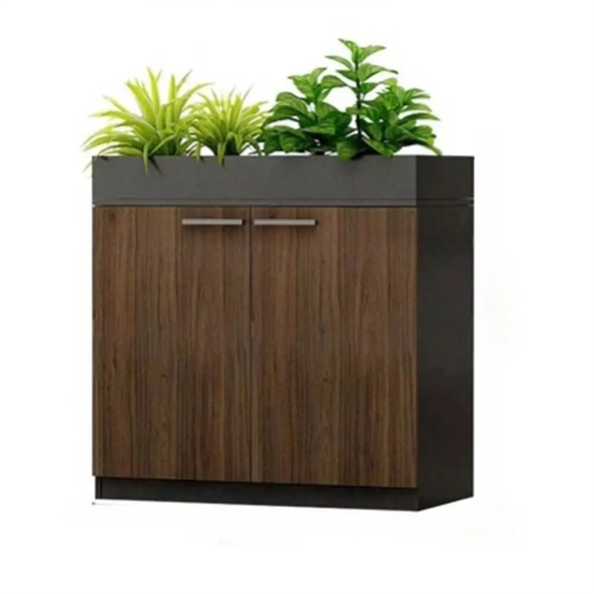 Wood Rectangular Light Brown Planter Storage Filing Cabinet Image - 10