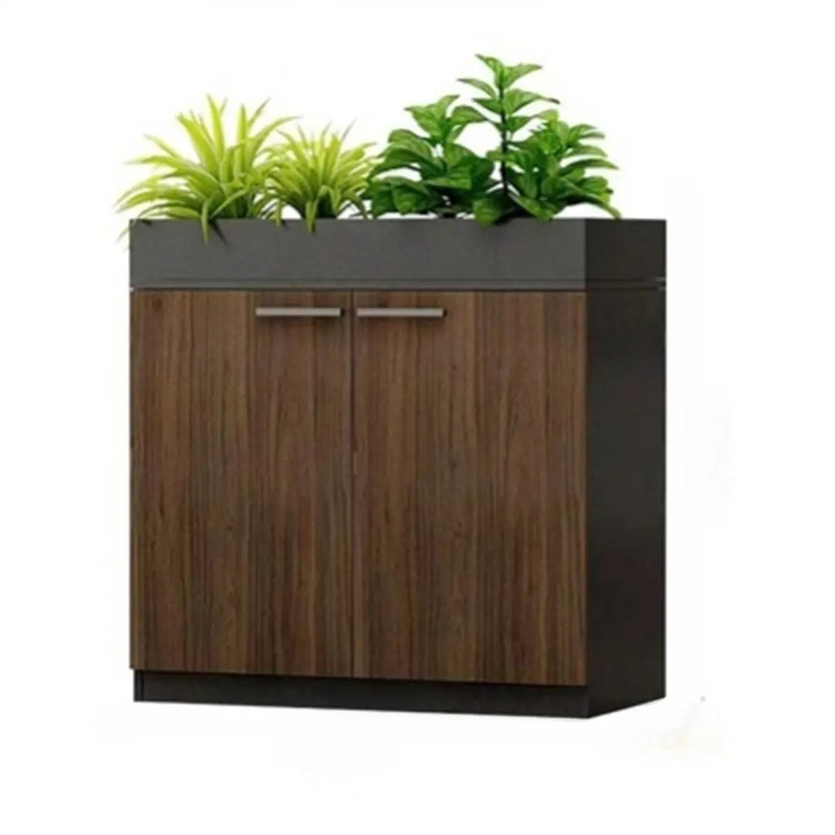 Wood Rectangular Light Brown Planter Storage Filing Cabinet Image - 12