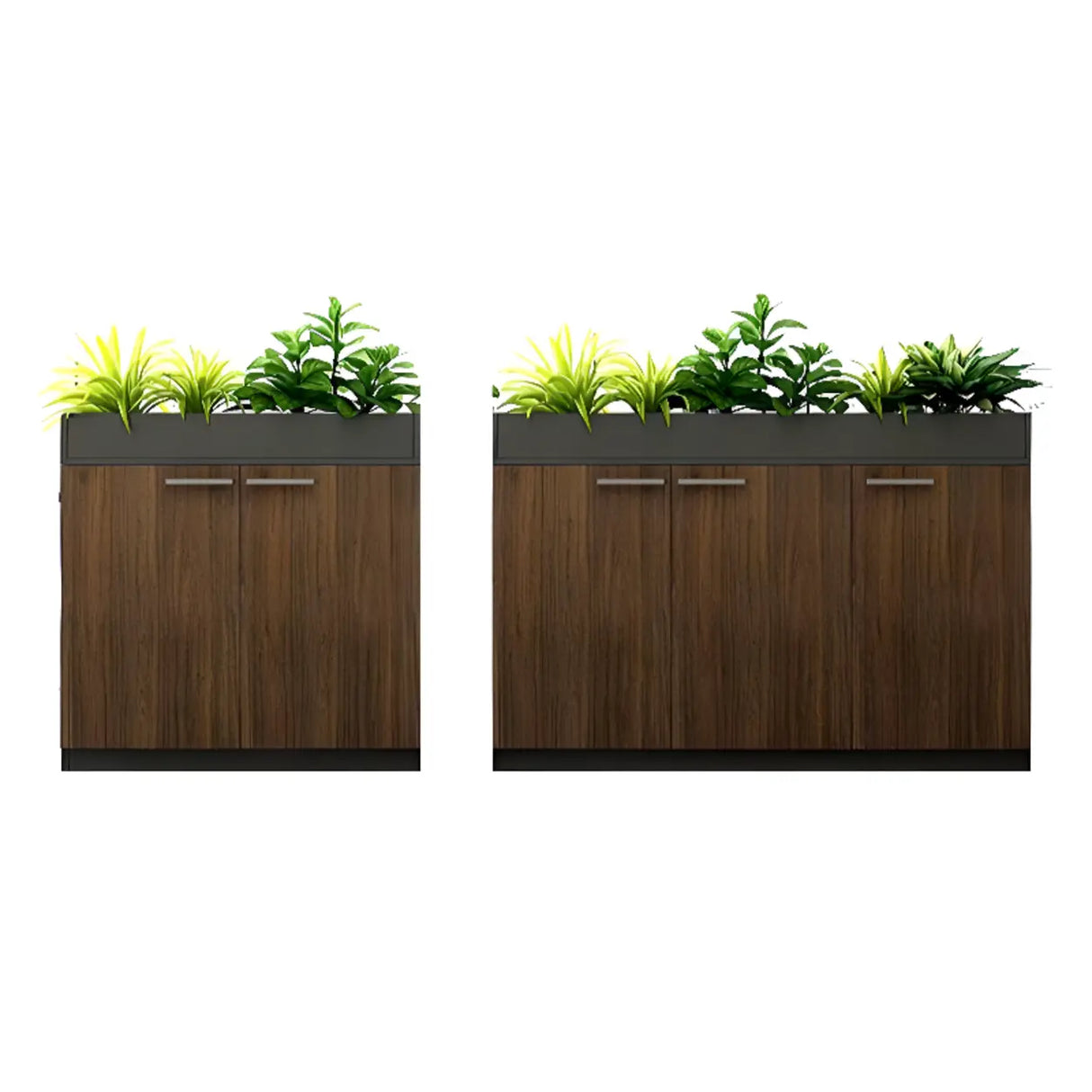 Wood Rectangular Light Brown Planter Storage Filing Cabinet Image - 14