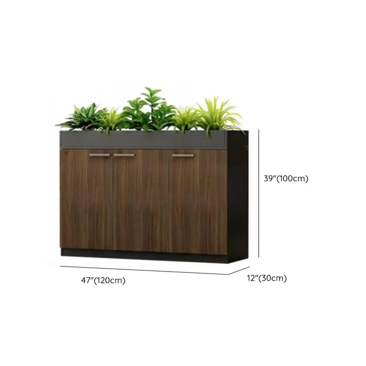 Wood Rectangular Light Brown Planter Storage Filing Cabinet