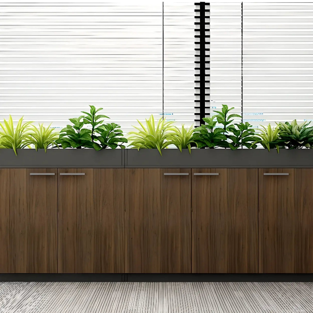 Wood Rectangular Light Brown Planter Storage Filing Cabinet Image - 1