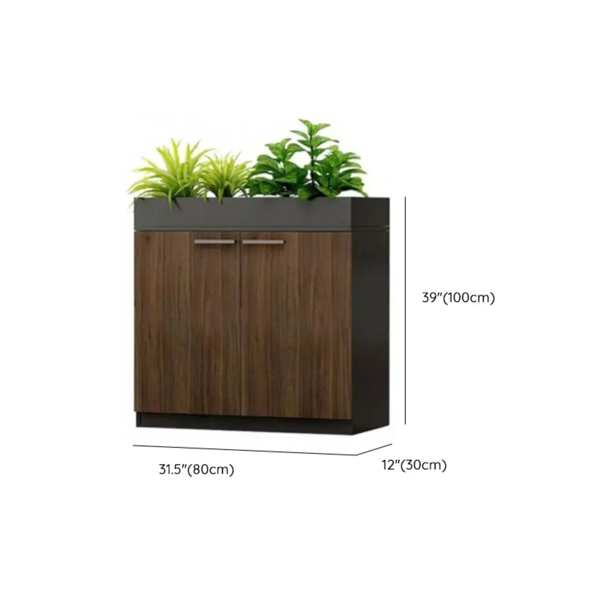 Wood Rectangular Light Brown Planter Storage Filing Cabinet Image - 21