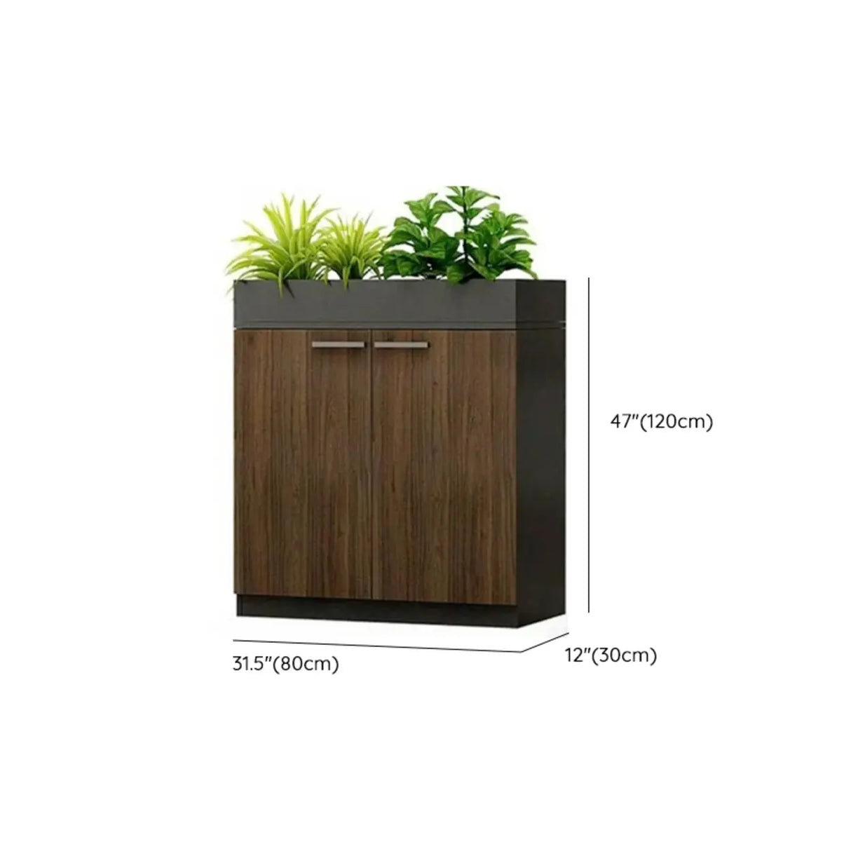 Wood Rectangular Light Brown Planter Storage Filing Cabinet Image - 22