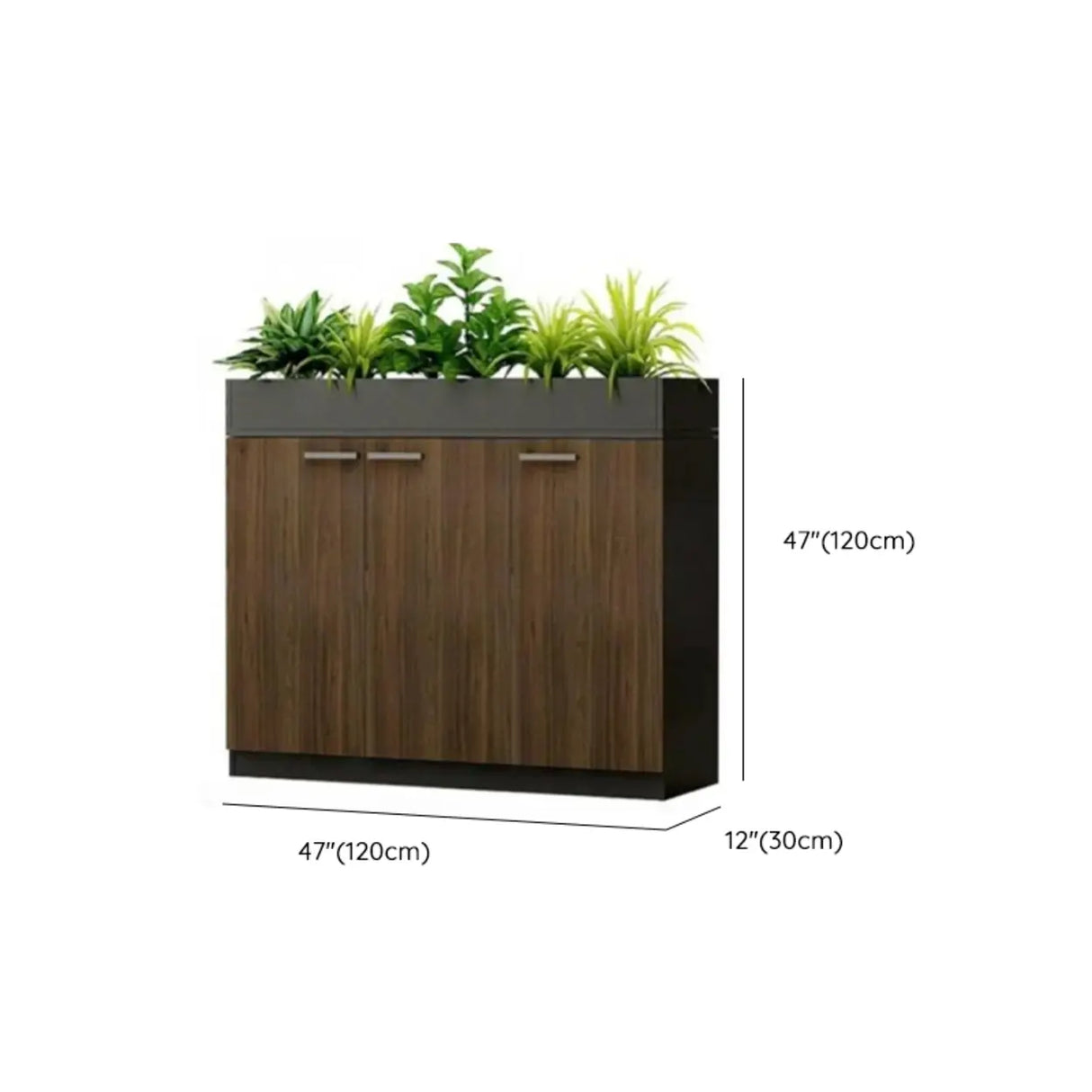 Wood Rectangular Light Brown Planter Storage Filing Cabinet Image - 23