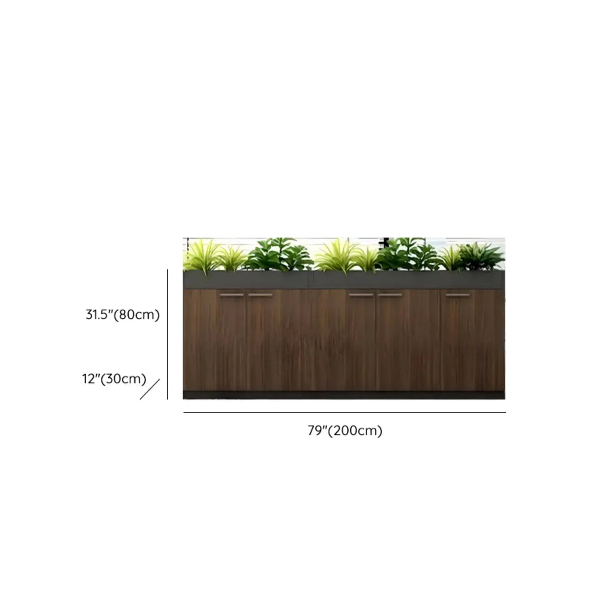 Wood Rectangular Light Brown Planter Storage Filing Cabinet Image - 24