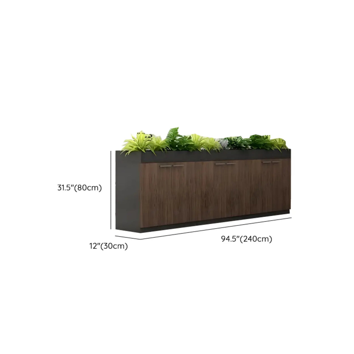 Wood Rectangular Light Brown Planter Storage Filing Cabinet Image - 25