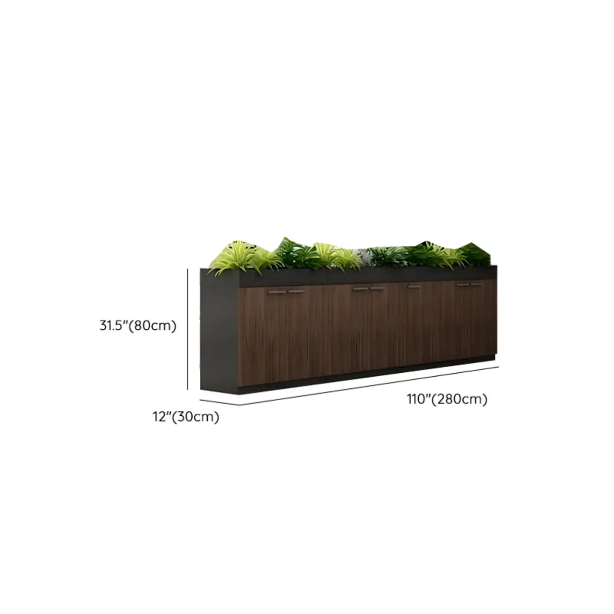 Wood Rectangular Light Brown Planter Storage Filing Cabinet Image - 26