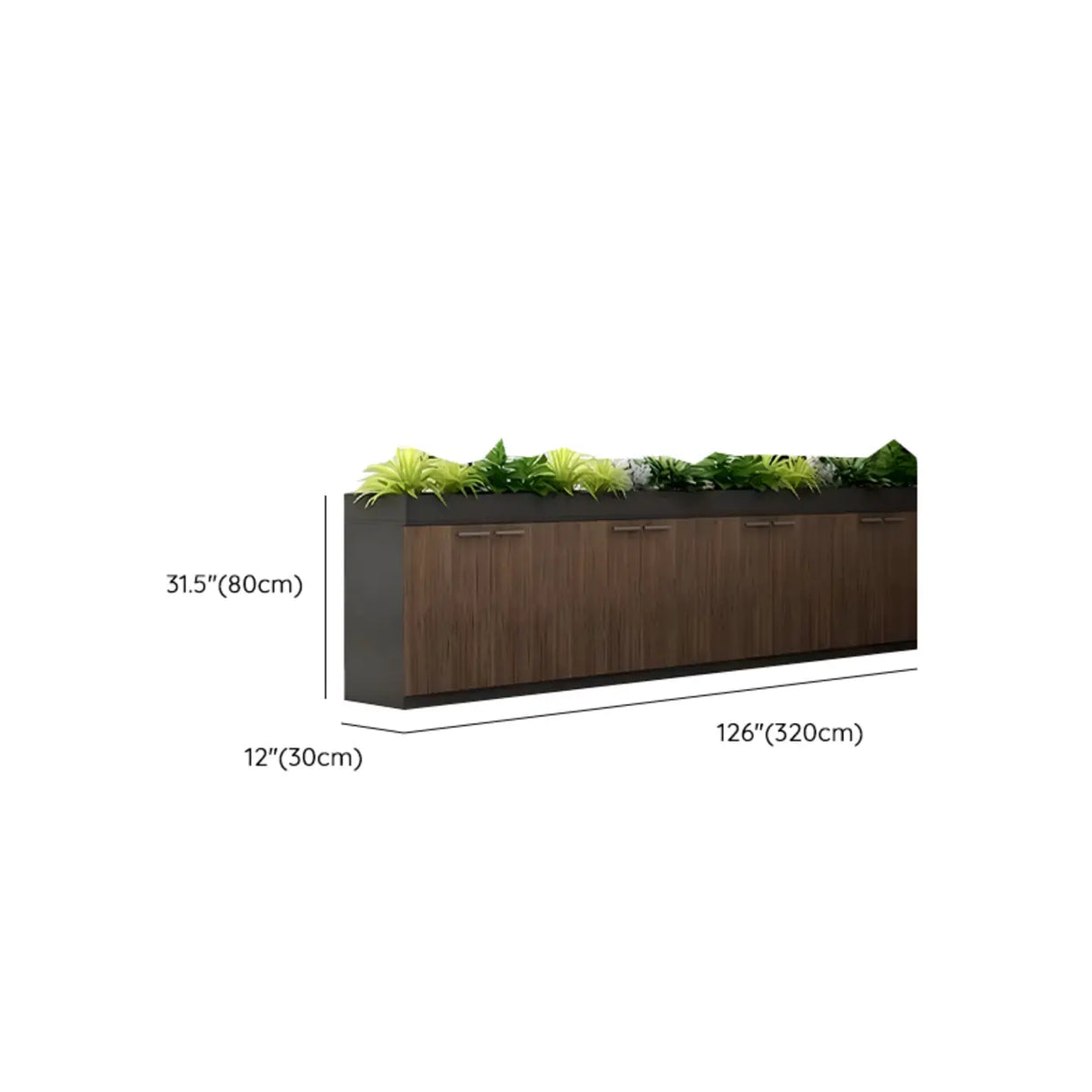 Wood Rectangular Light Brown Planter Storage Filing Cabinet Image - 27