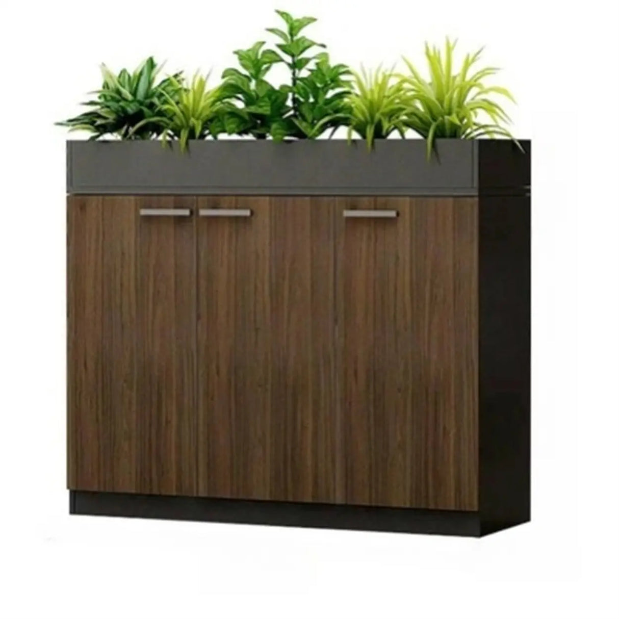 Wood Rectangular Light Brown Planter Storage Filing Cabinet Image - 2
