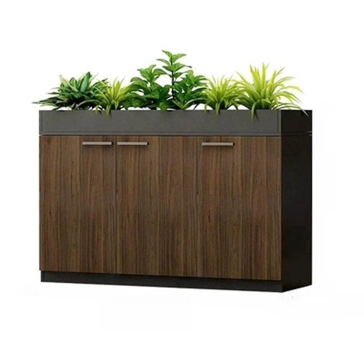 Wood Rectangular Light Brown Planter Storage Filing Cabinet Image - 4