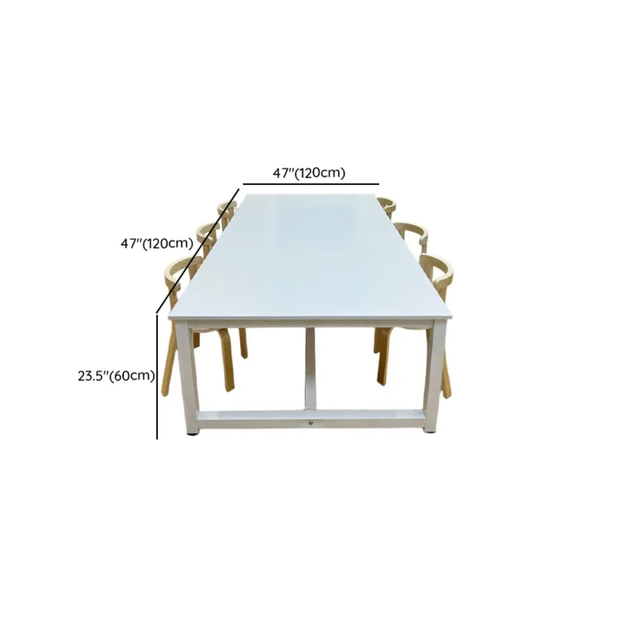 Wood Rectangular Metal Base Kids Desk for Multi-Person Image - 10