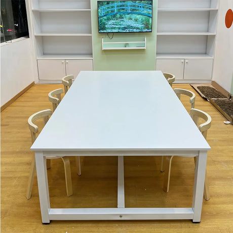 Wood Rectangular Metal Base Kids Desk for Multi-Person Image - 2