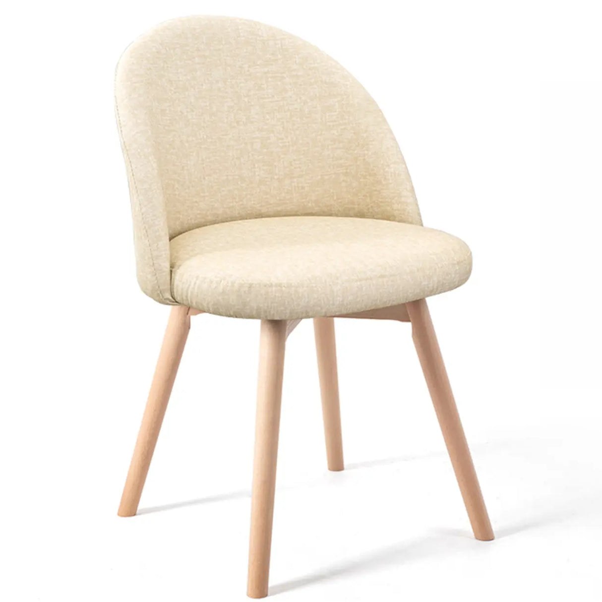 Wood Round Upholstered Armless Dining Chair Yellow Image - 2