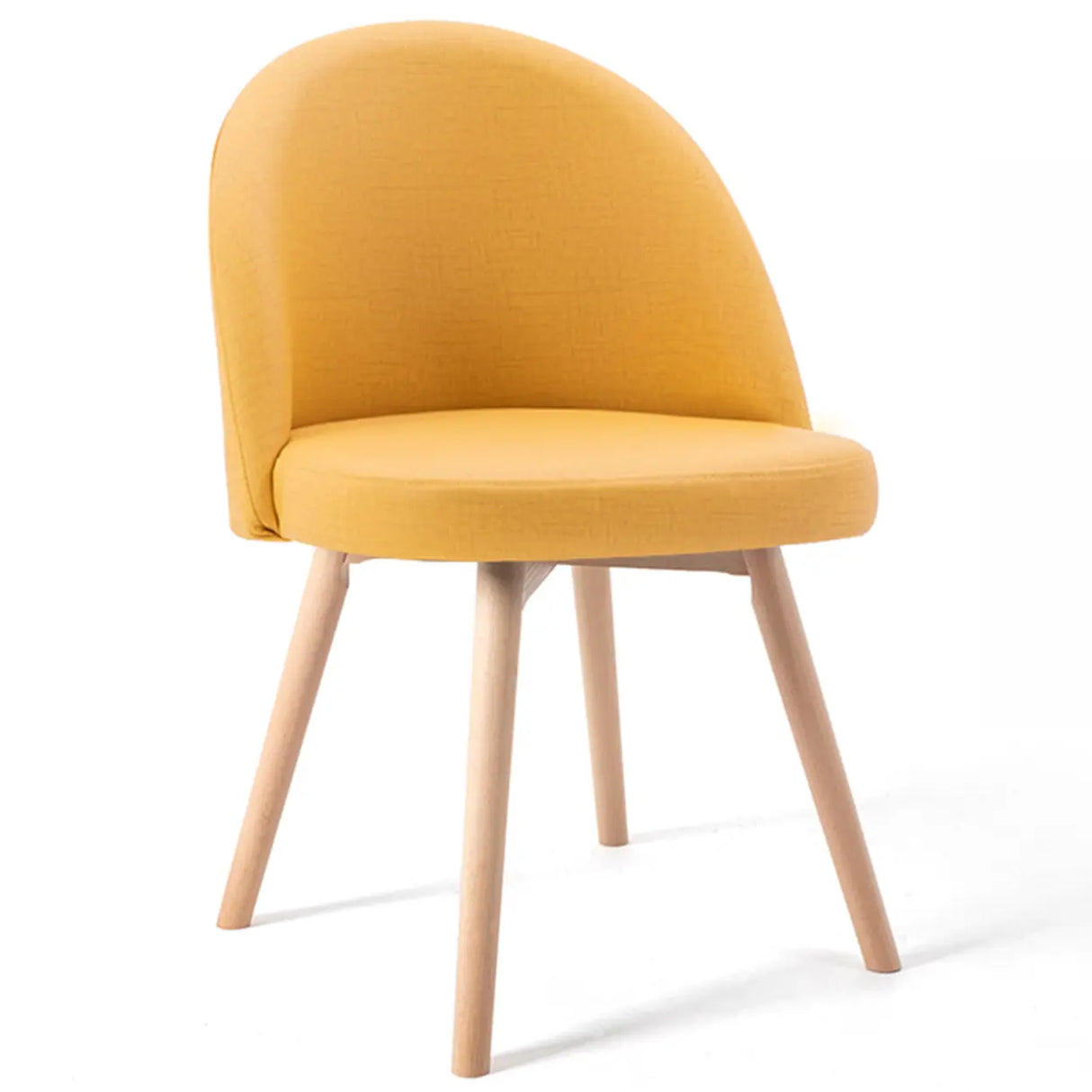 Wood Round Upholstered Armless Dining Chair Yellow Image - 3
