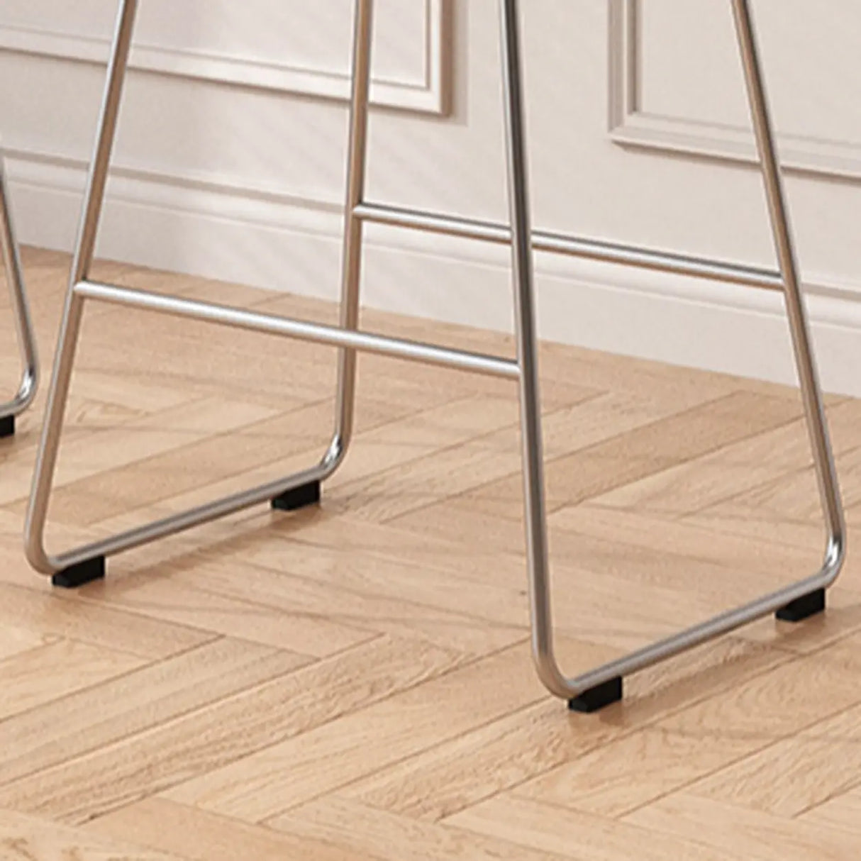 Wood Saddle Metal Sled Base Bar Stool with Footrest Image - 12