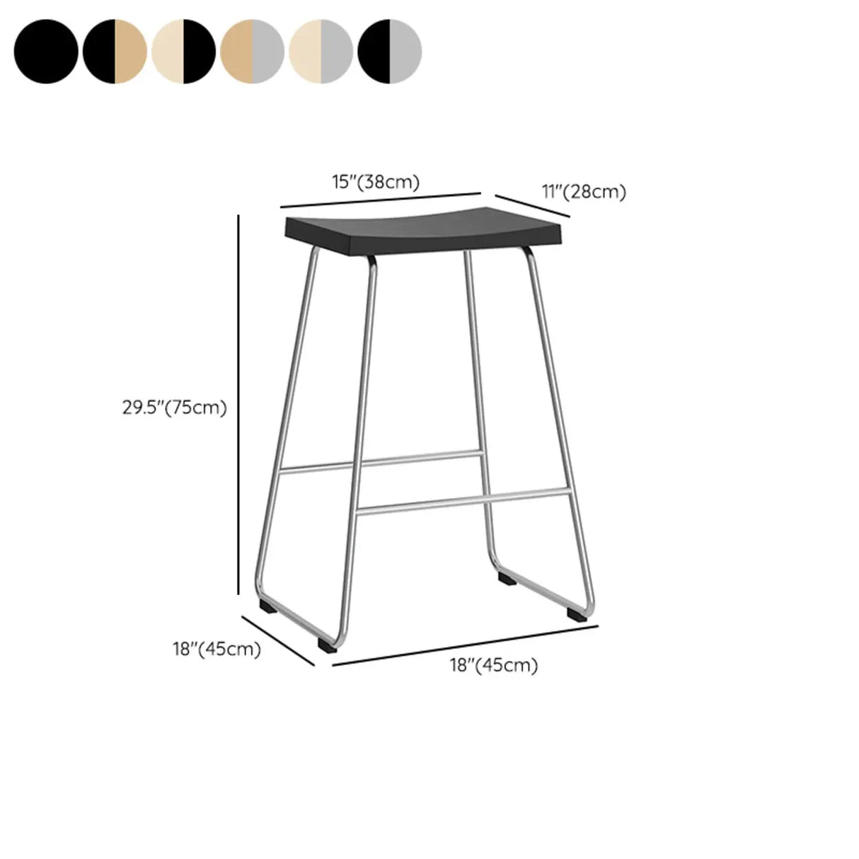 Wood Saddle Metal Sled Base Bar Stool with Footrest Image - 18
