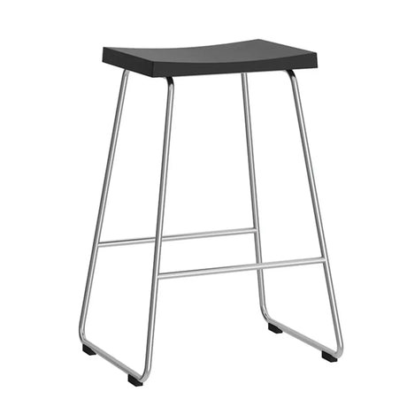 Wood Saddle Metal Sled Base Bar Stool with Footrest Image - 2