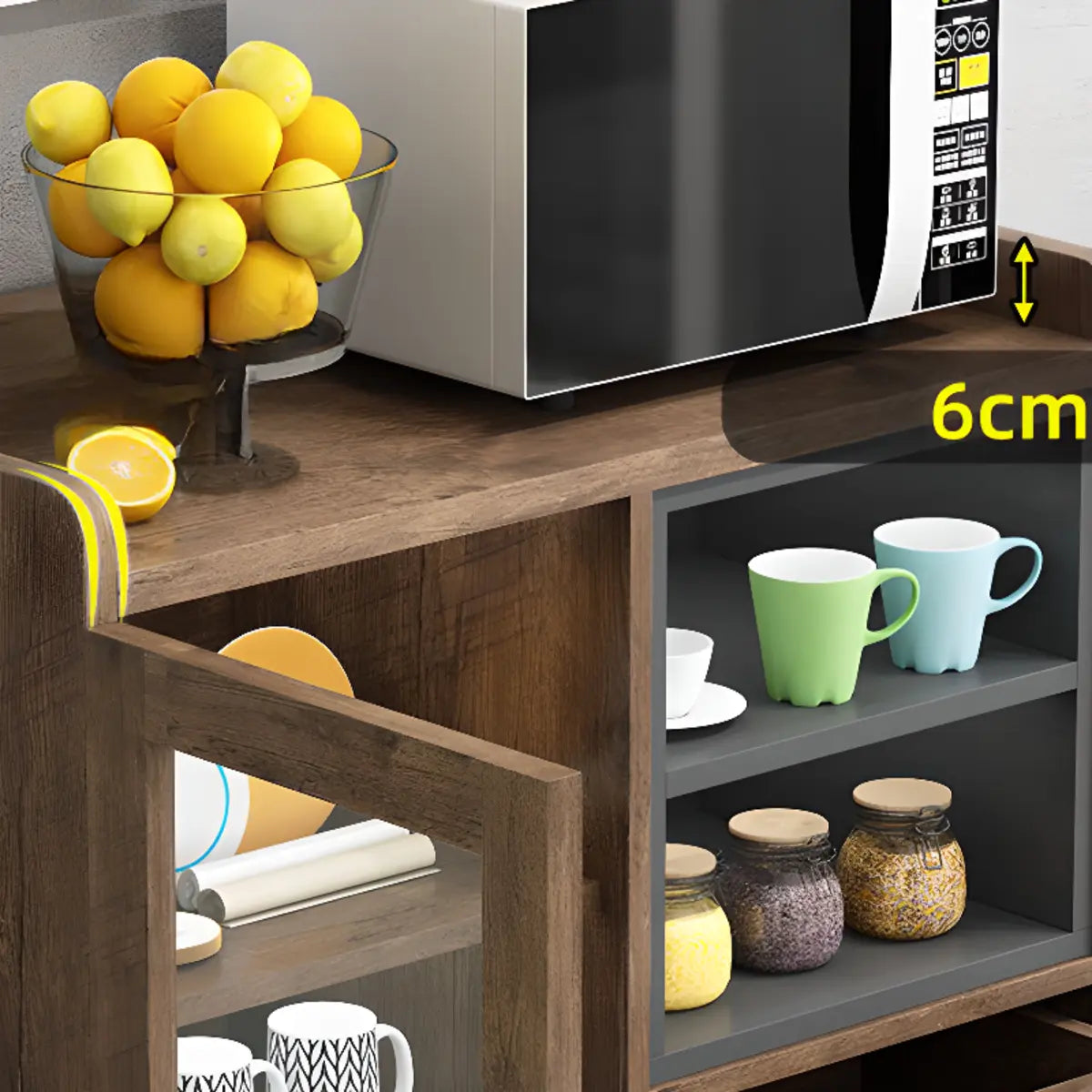 Wood Slab Cabinet Brown Shelves Large Open Storage Buffet Image - 16