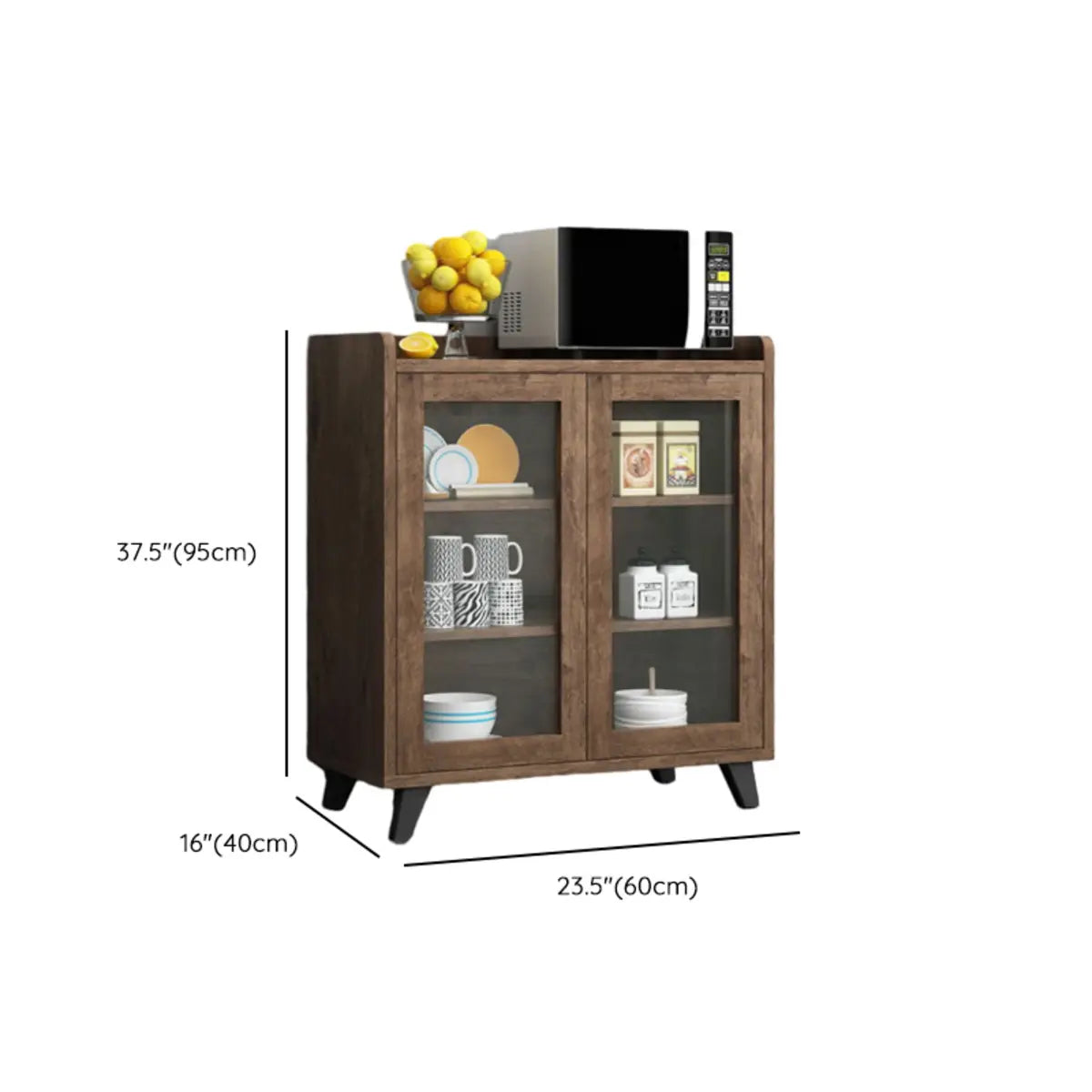 Wood Slab Cabinet Brown Shelves Large Open Storage Buffet