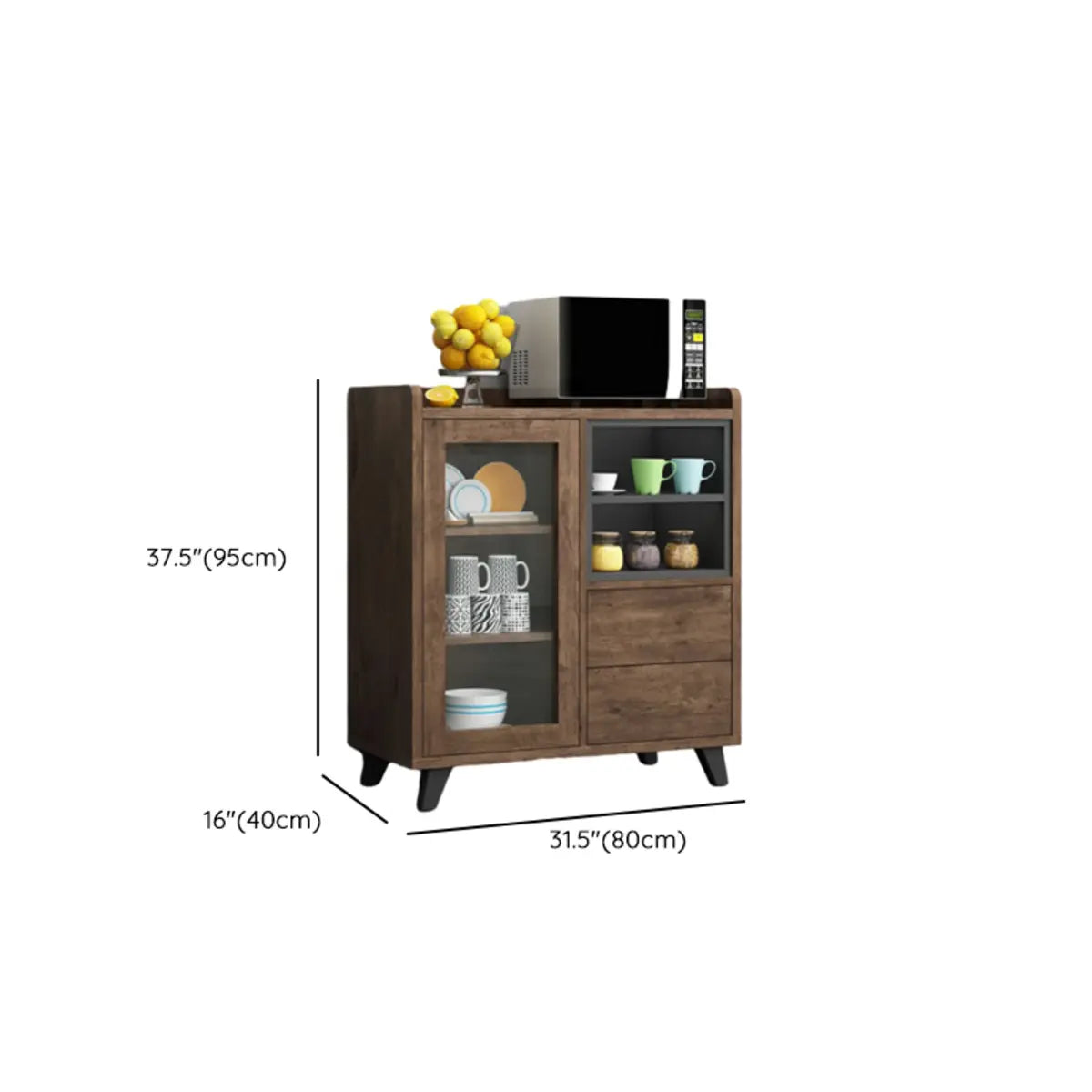 Wood Slab Cabinet Brown Shelves Large Open Storage Buffet Image - 23