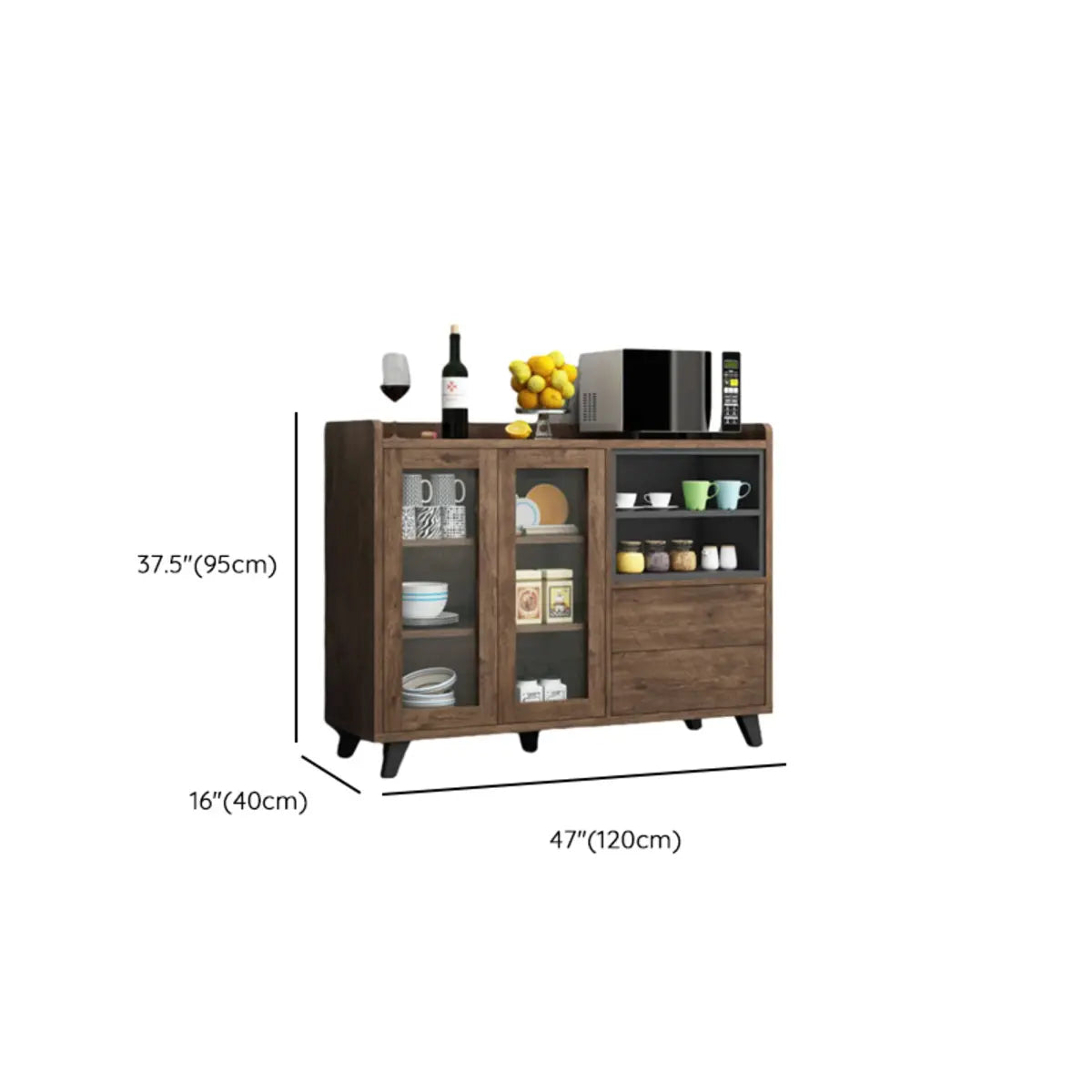 Wood Slab Cabinet Brown Shelves Large Open Storage Buffet Image - 24