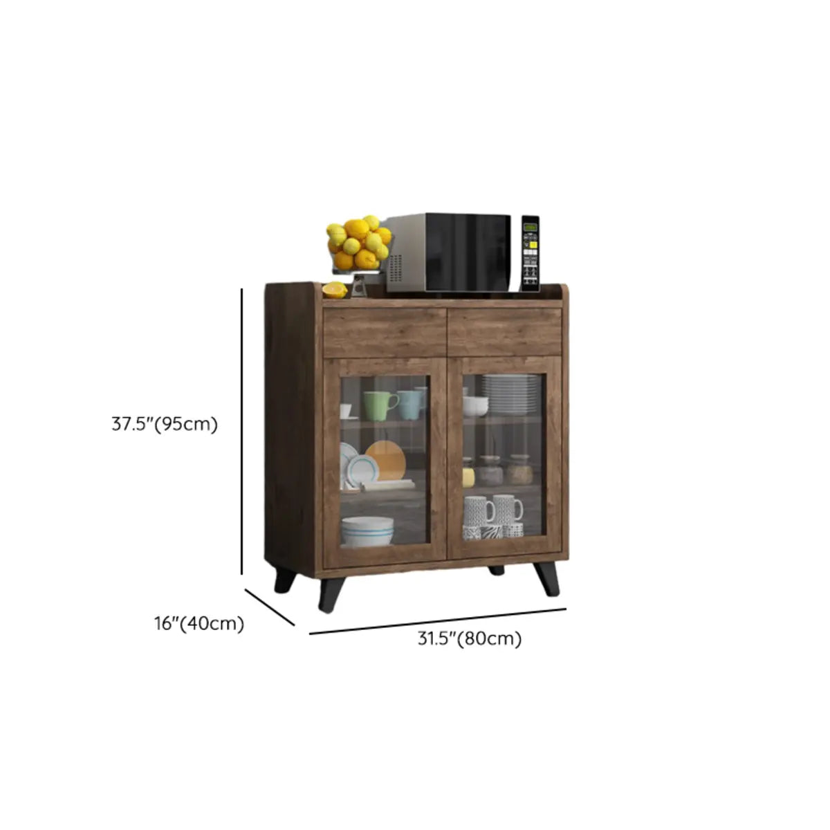 Wood Slab Cabinet Brown Shelves Large Open Storage Buffet Image - 28