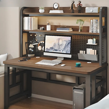 Wood Steel Kids Computer Desk with Shelves and Hutch Image - 1