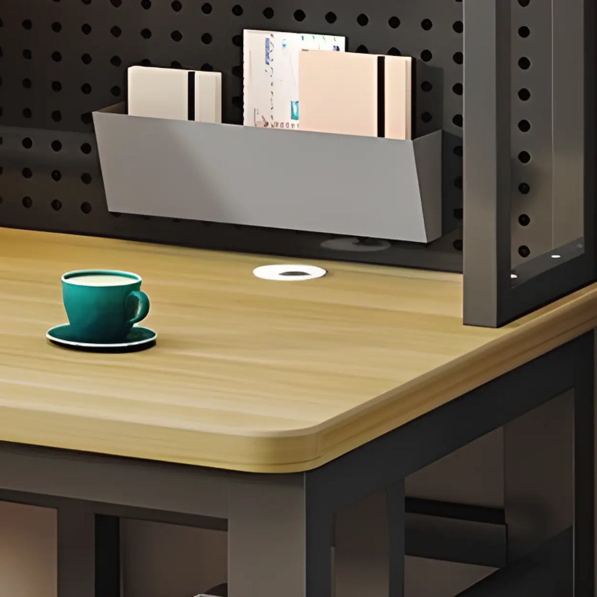 Wood Steel Kids Computer Desk with Shelves and Hutch Image - 13