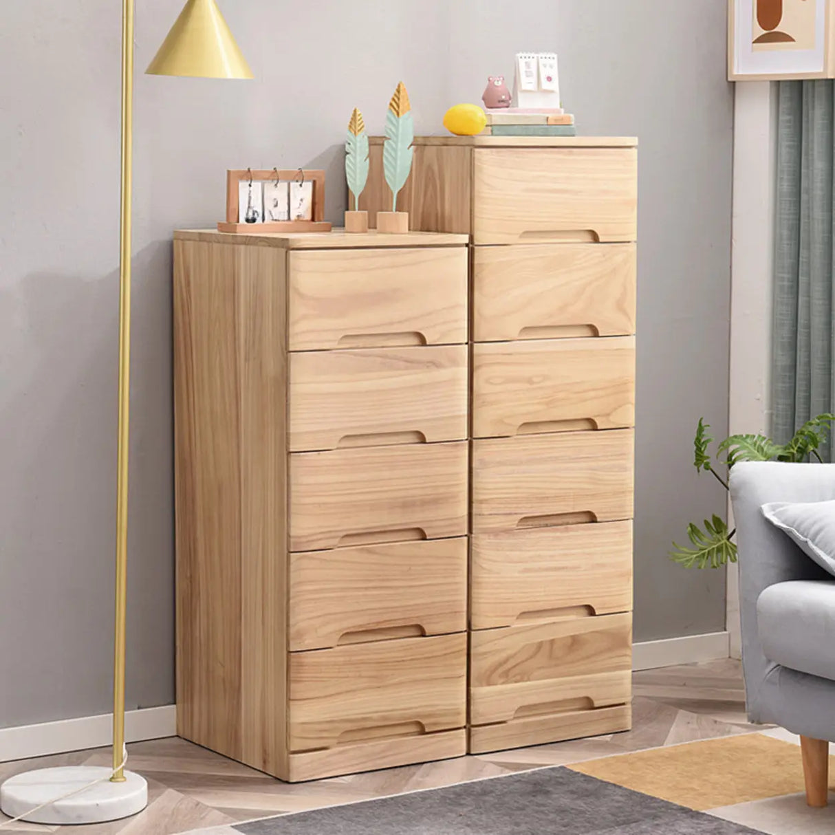 Wood Vertical Natural Storage Filing Cabinet Image - 1