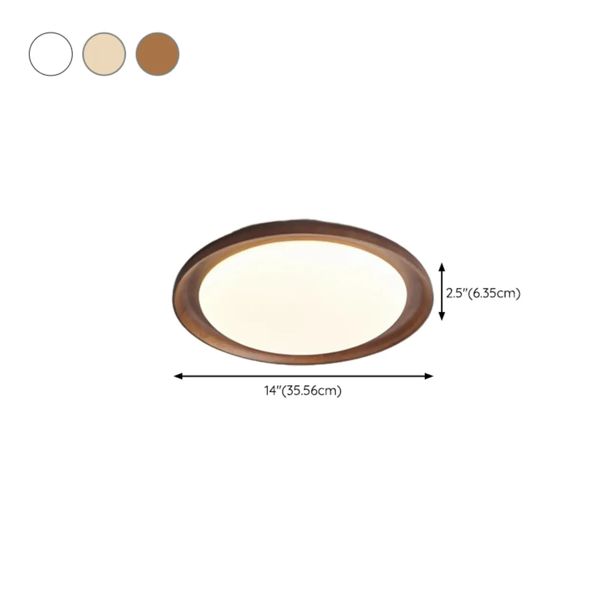 Wood White Circular LED Flush Mount Ceiling Light
