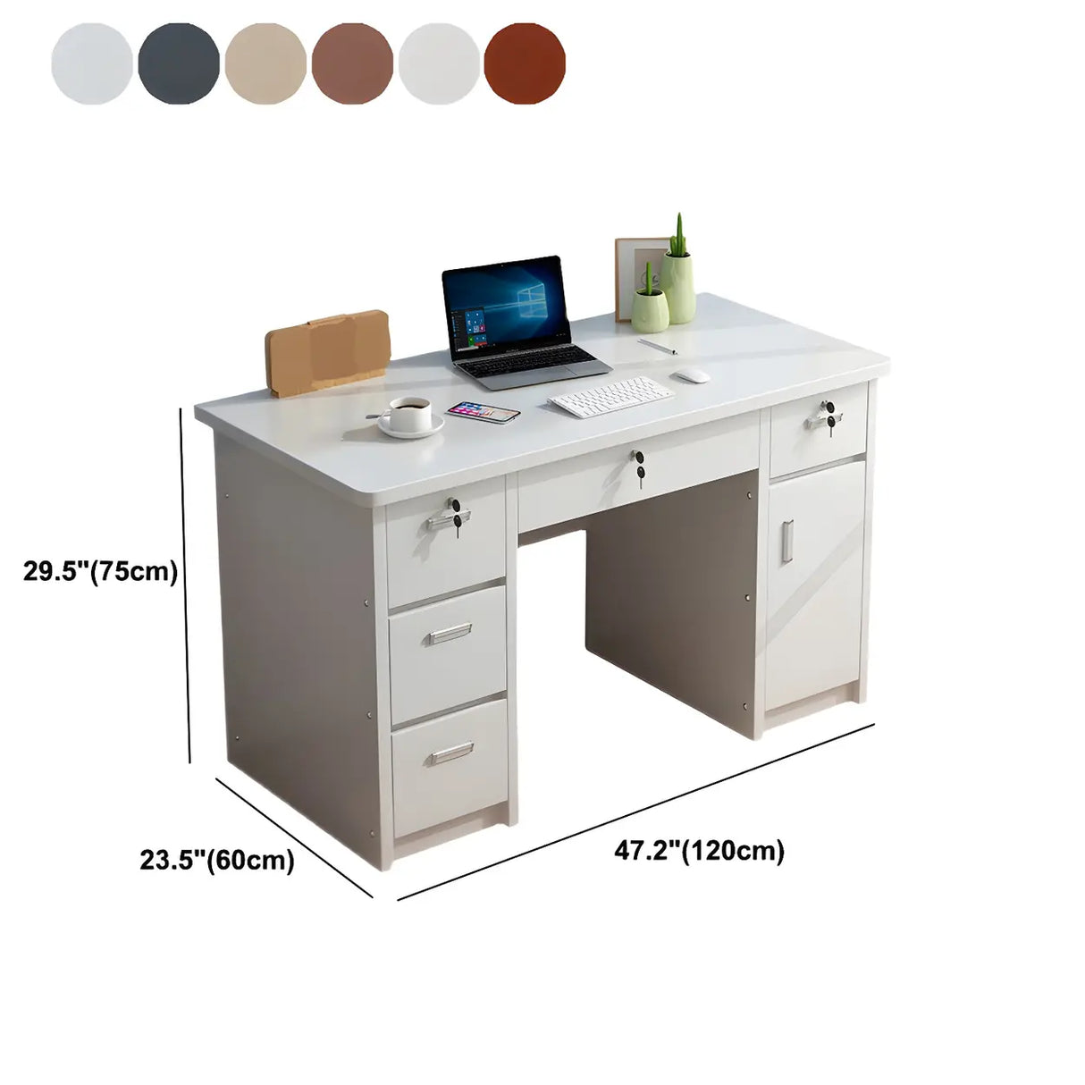 Wood Writing Desk with Locking Drawer and Cabinet Image - 27