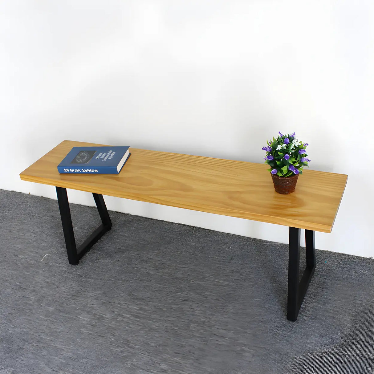 Modern Rustic Wood Bench with Black Metal Legs, 47 Inch Image - 11