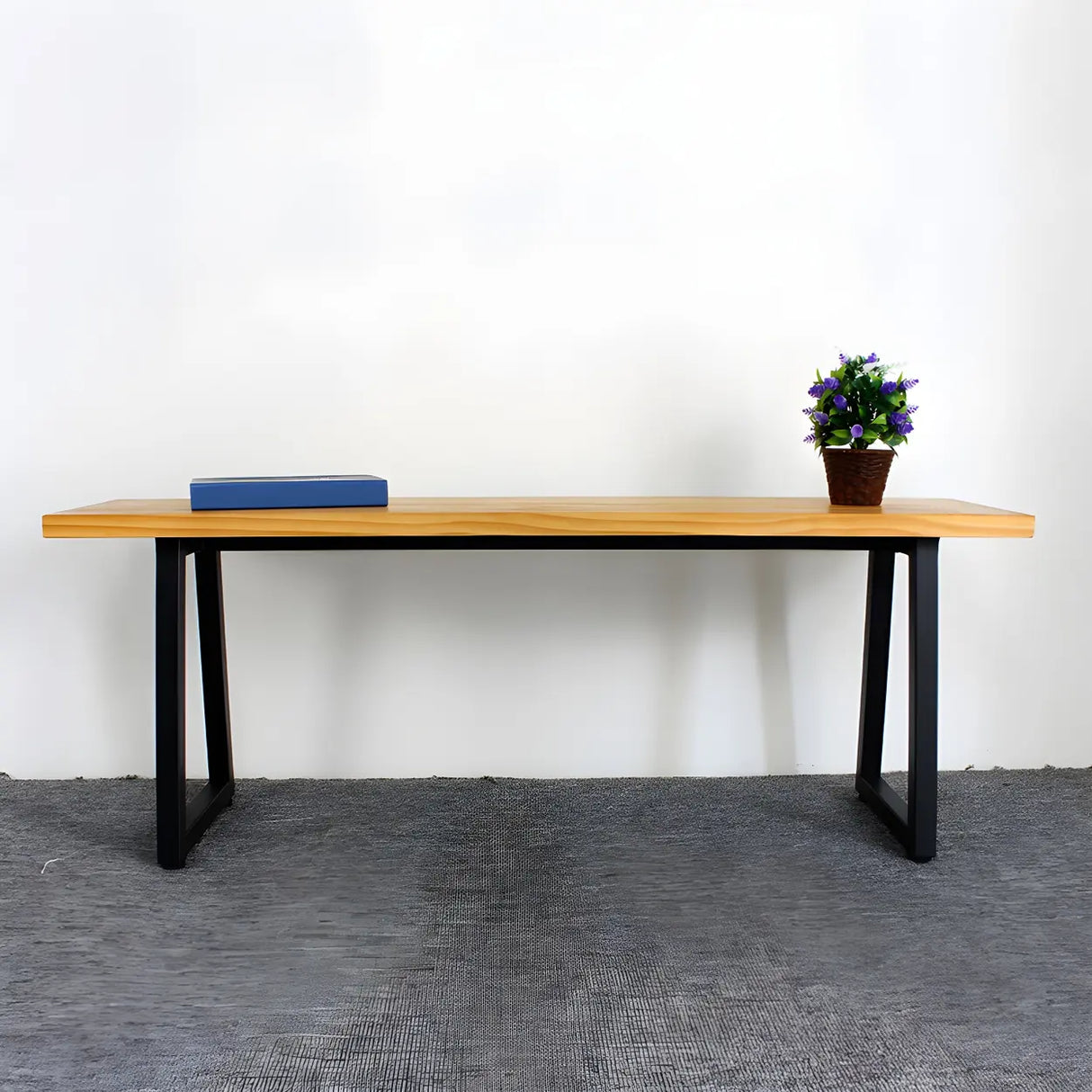 Modern Rustic Wood Bench with Black Metal Legs, 47 Inch Image - 12