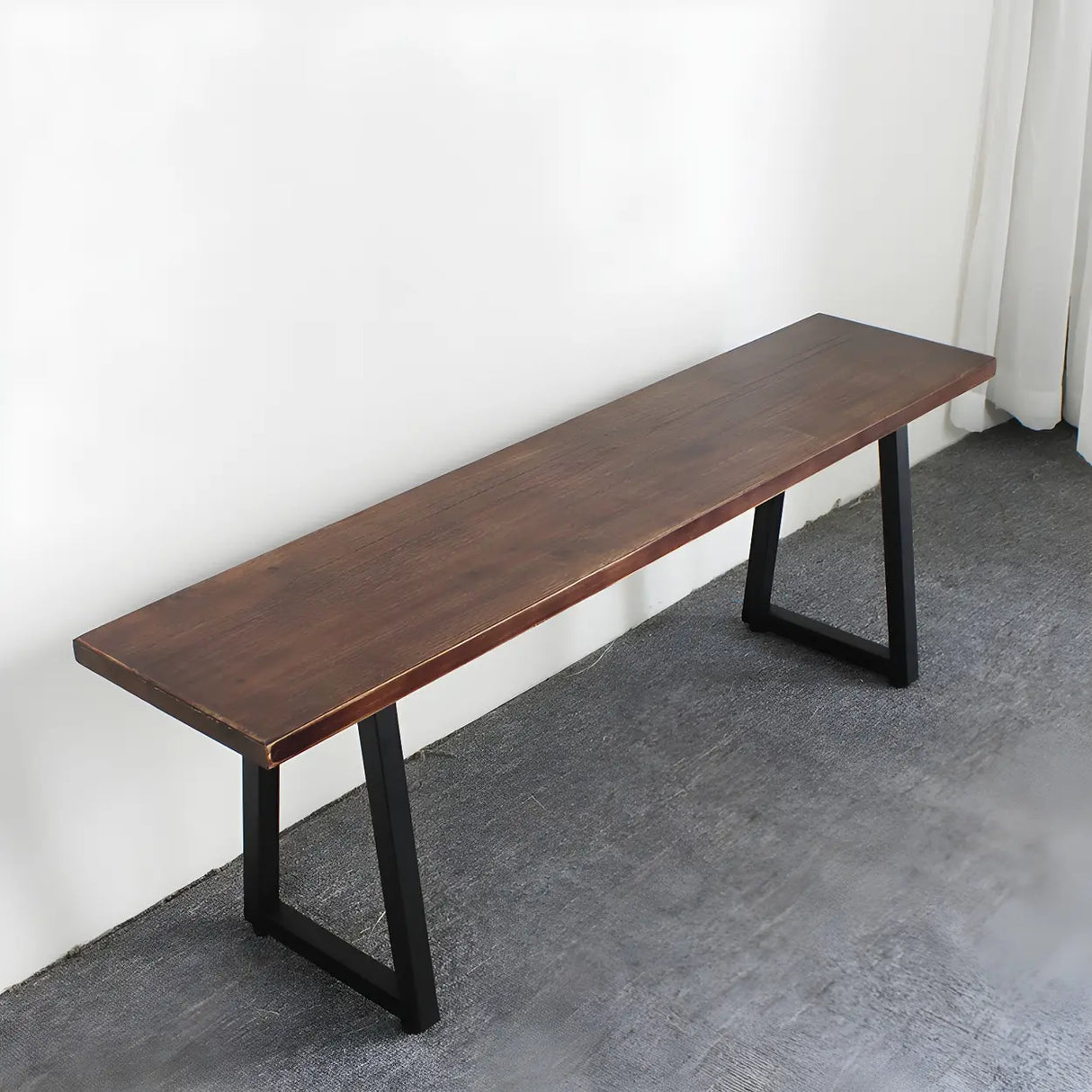 Modern Rustic Wood Bench with Black Metal Legs, 47 Inch Image - 13