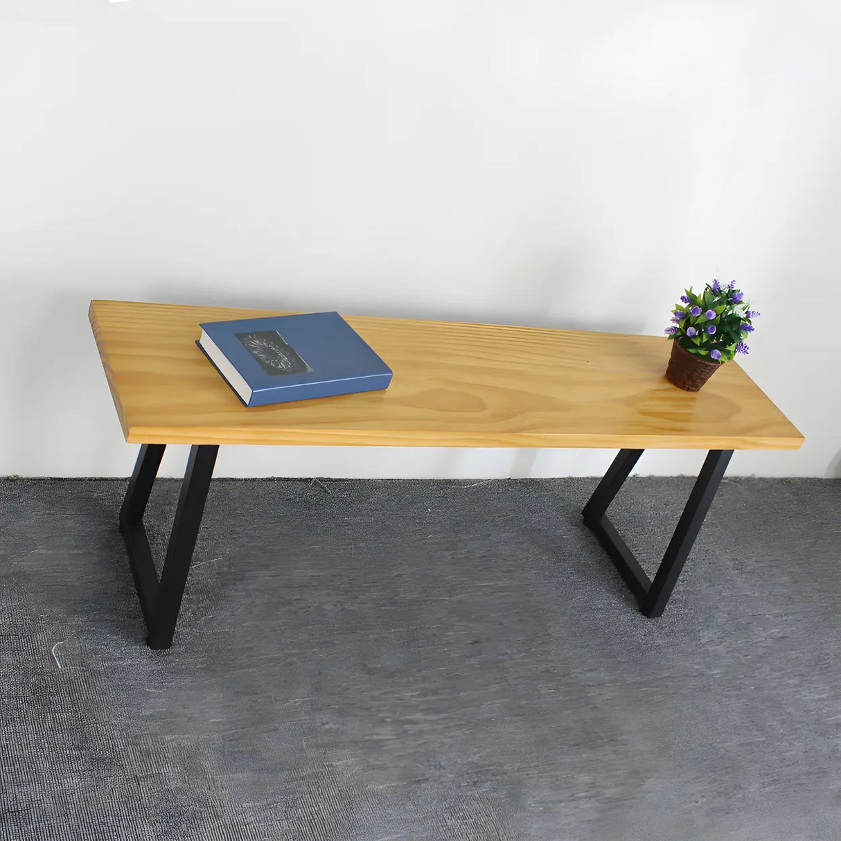 Modern Rustic Wood Bench with Black Metal Legs, 47 Inch Image - 3