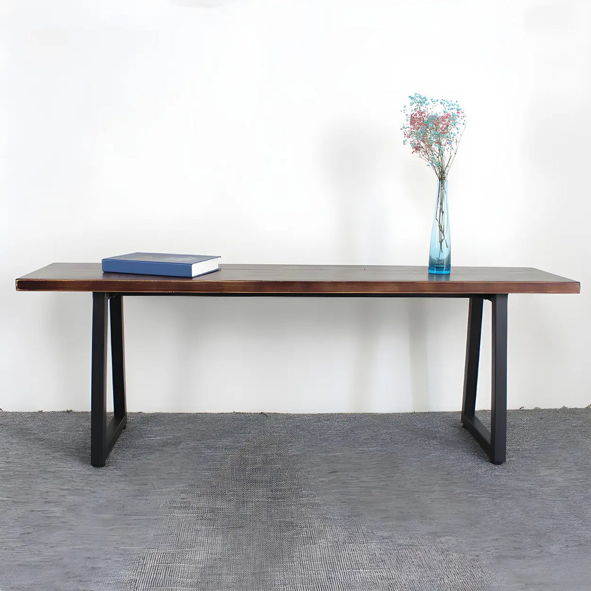 Modern Rustic Wood Bench with Black Metal Legs, 47 Inch Image - 4