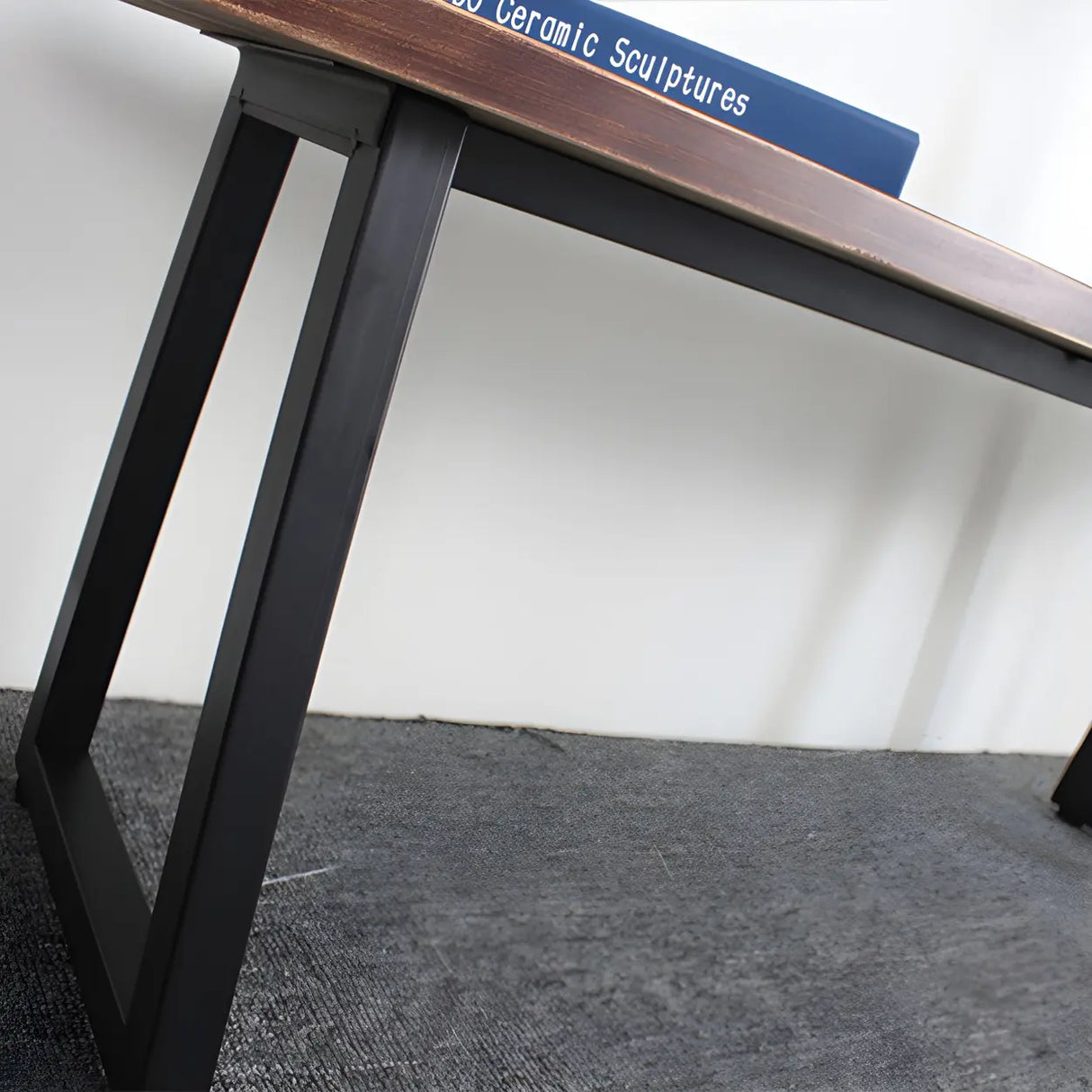 Modern Rustic Wood Bench with Black Metal Legs, 47 Inch Image - 7