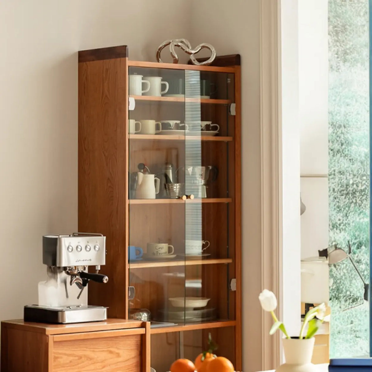 Wooden Brown Freestanding Storage Display Cabinets Image - 10