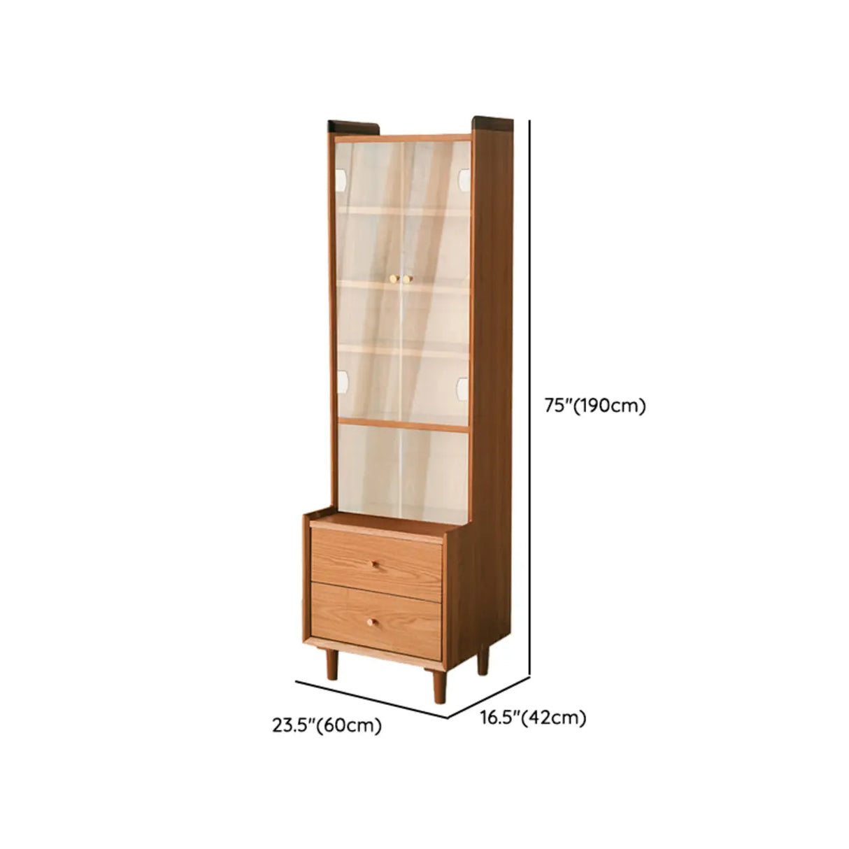 Wooden Brown Freestanding Storage Display Cabinets Image - 15