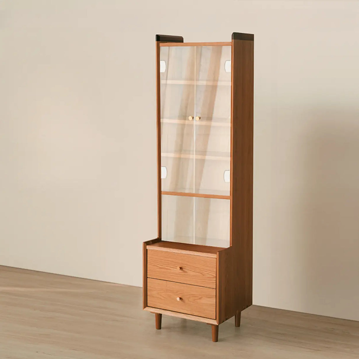 Wooden Brown Freestanding Storage Display Cabinets Image - 4