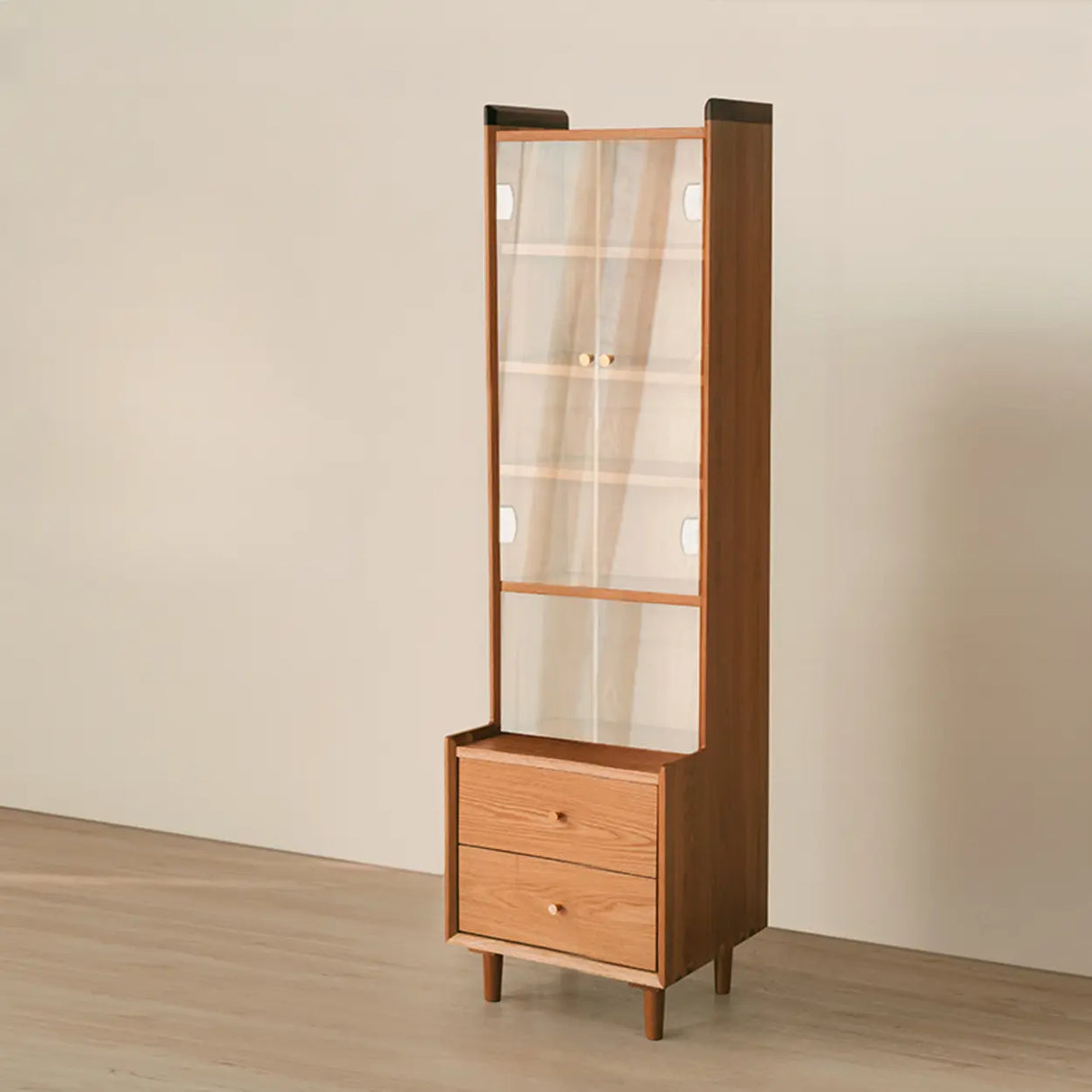 Wooden Brown Freestanding Storage Display Cabinets Image - 5