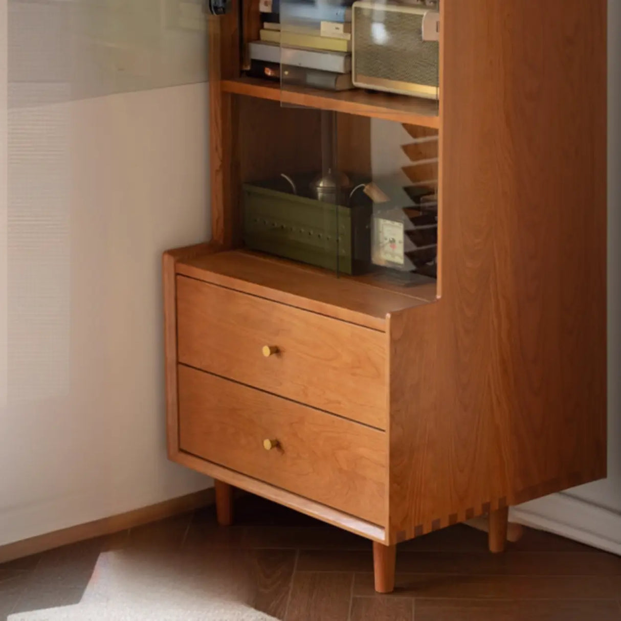 Wooden Brown Freestanding Storage Display Cabinets Image - 6