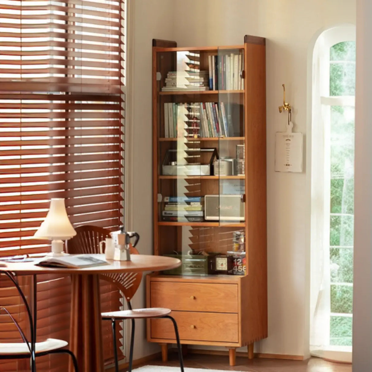 Wooden Brown Freestanding Storage Display Cabinets Image - 9