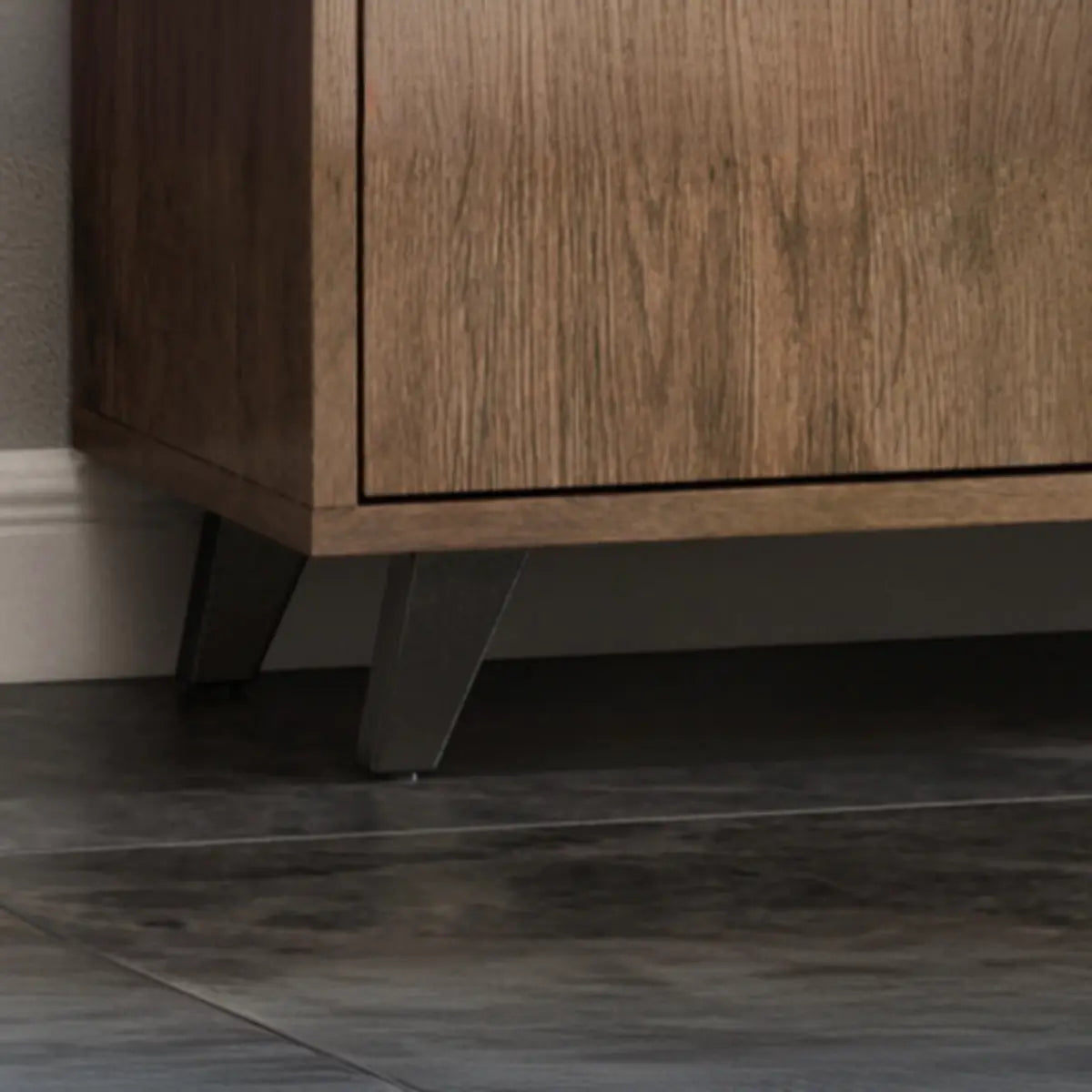 Wooden Brown Glass Doors Freestanding Floor Buffet Image - 9