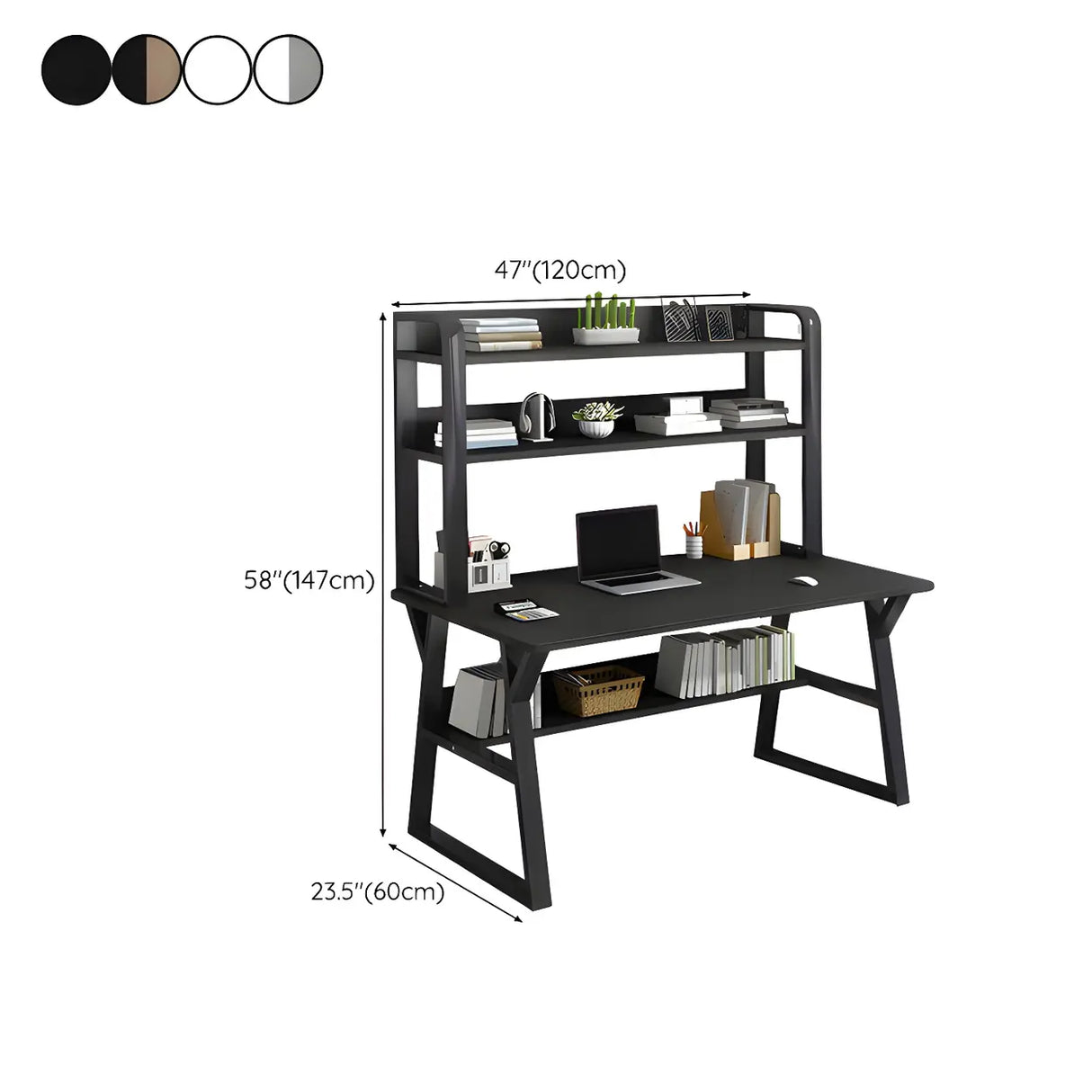 Wooden Credenza Desk with Hutch and Exterior Shelf Image - 29