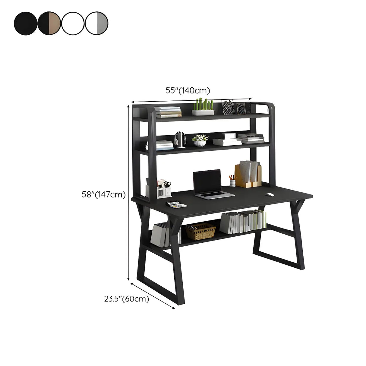 Wooden Credenza Desk with Hutch and Exterior Shelf Image - 30