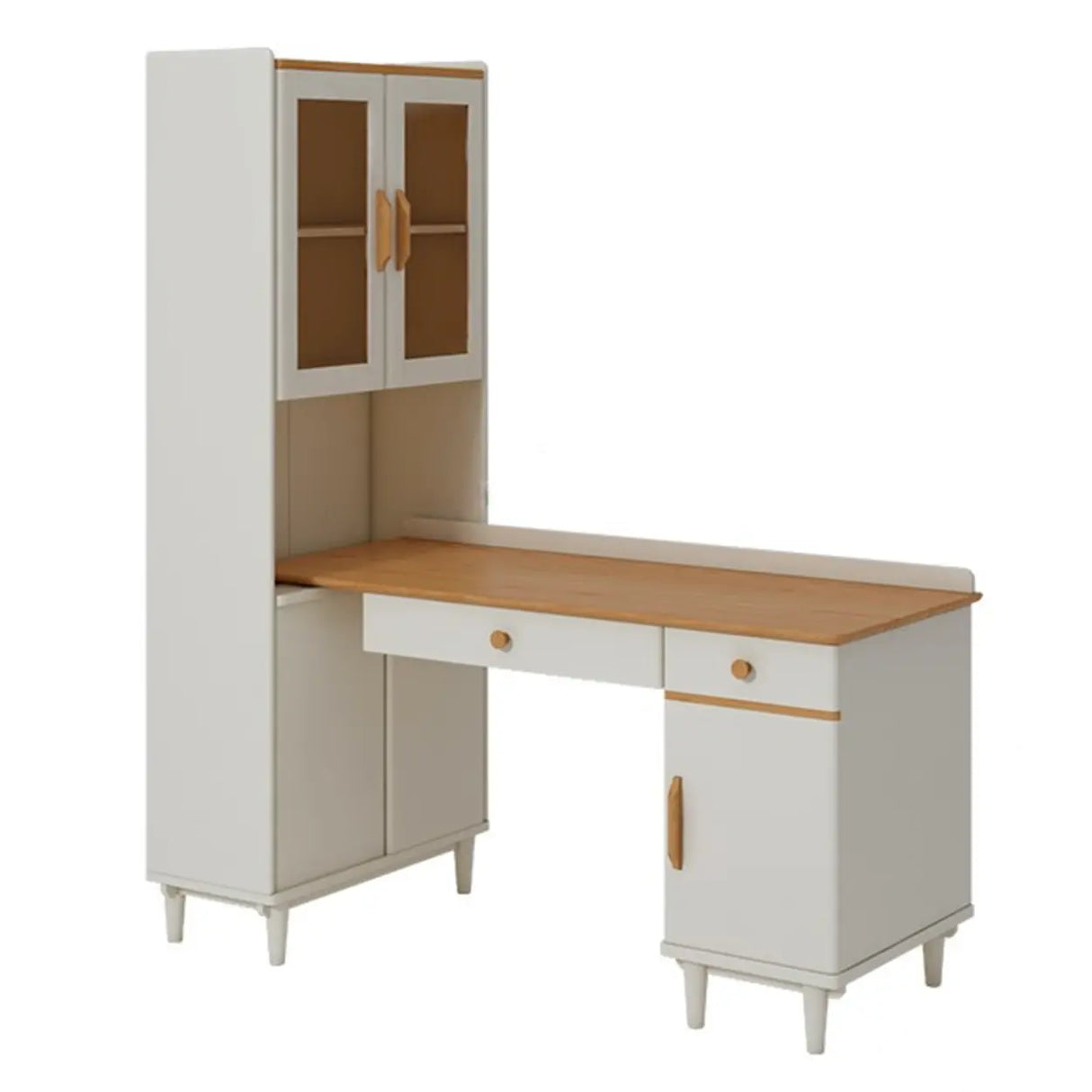 Wooden Drawers Storage Kids Corner Desk with Hutch Image - 15