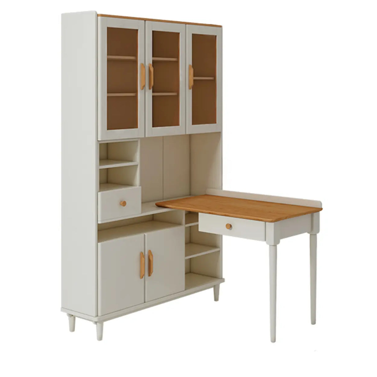 Wooden Drawers Storage Kids Corner Desk with Hutch Image - 2